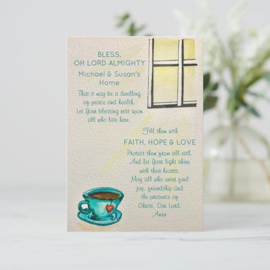 Personalized Bless This Home – Prayer Card Einladung (Stehend Vorderseite)