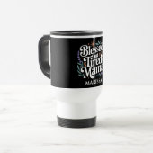 Personalized Blessed But Tired Mama Travel Mug Reisebecher (Vorderseite Links)