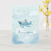 Personalized Blue Airplane Birthday Card Karte (Gelbe Blume)