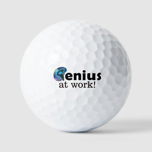 Personalized Blue and Black Brain, Genius at Work Golfball (Vorderseite)