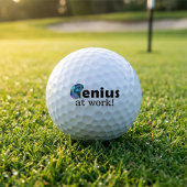 Personalized Blue and Black Brain, Genius at Work Golfball
