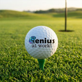 Personalized Blue and Black Brain, Genius at Work Golfball