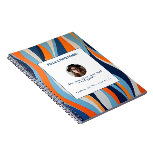 Personalized Blue and Orange Wave Patterned Notizblock (Rechte Seite)