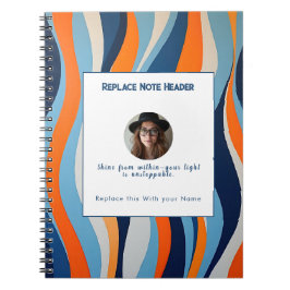Personalized Blue and Orange Wave Patterned  Notizblock