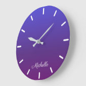Personalized blue and purple ombre große wanduhr (Winkel)