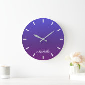 Personalized blue and purple ombre große wanduhr (Zuhause)