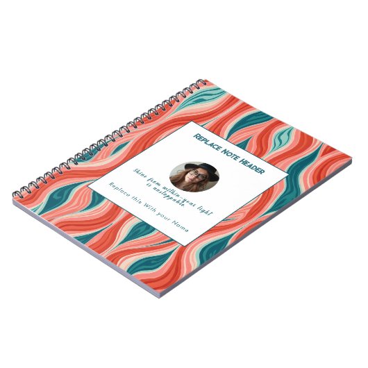 Personalized Blue and Red Wave Patterned Notizblock (Linke Seite)