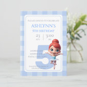 Personalized Blue Ballerina Dance Party Birthday Einladung (Stehend Vorderseite)