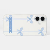 Personalized Blue Bow Coquette Name Aesthetic iPhone 16 Hülle (Rückseite (Horizontal))