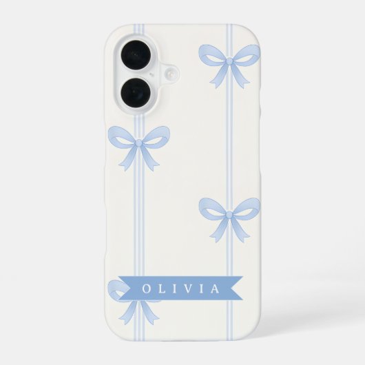 Personalized Blue Bow Coquette Name Aesthetic iPhone 16 Hülle (Rückseite)