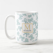 Personalized Blue Bow Girl Cute Gold Monogram Name Kaffeetasse (Links)