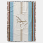 Personalized Blue Brown Stripe Monogram Coastal Decke (Vorderseite Vertikal)