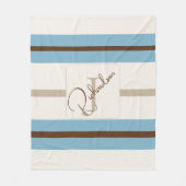 Personalized Blue Brown Stripe Monogram Coastal  Fleecedecke (Vorderseite)