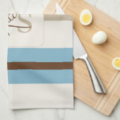 Personalized Blue Brown Stripe Monogram Coastal Geschirrtuch (Viertel Falte)