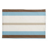 Personalized Blue Brown Stripe Monogram Coastal Kissenbezug (Rückseite)