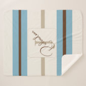 Personalized Blue Brown Stripe Monogram Coastal Sherpadecke (Vorderseite (Horizontal))