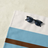 Personalized Blue Brown Stripe Monogram Coastal Strandtuch (Beispiel)