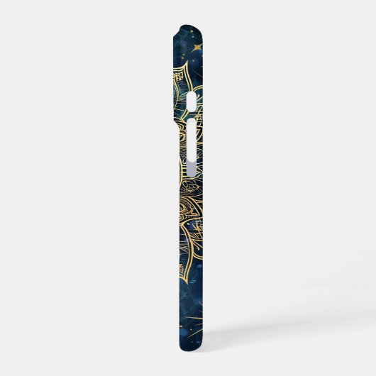 Personalized Blue Celestial Gold Sun Moon Mandala iPhone Hülle (Linke Seite)