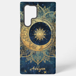 Personalized Blue Celestial Gold Sun Moon Mandala  Samsung Galaxy Hülle