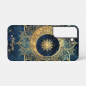 Personalized Blue Celestial Gold Sun Moon Mandala Samsung Galaxy Hülle (Rückseite (Horizontal))