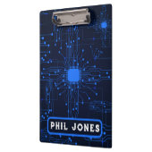 Personalized Blue Circuit Board Tech Geek Klemmbrett (Links)