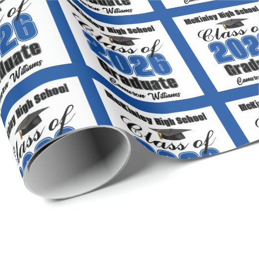 Personalized Blue Class of 2026 Graduation Geschenkpapier (Rolleneckpunkt)