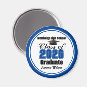 Personalized Blue Class of 2026 Graduation Party Magnet (Vorderseite/Rückseite)