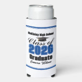 Personalized Blue Class of 2026 Graduation Party Selters Dosenkühler (Seltzer Vorderseite)