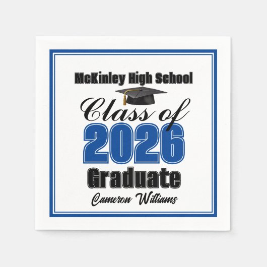 Personalized Blue Class of 2026 Graduation Party Serviette (Vorderseite)