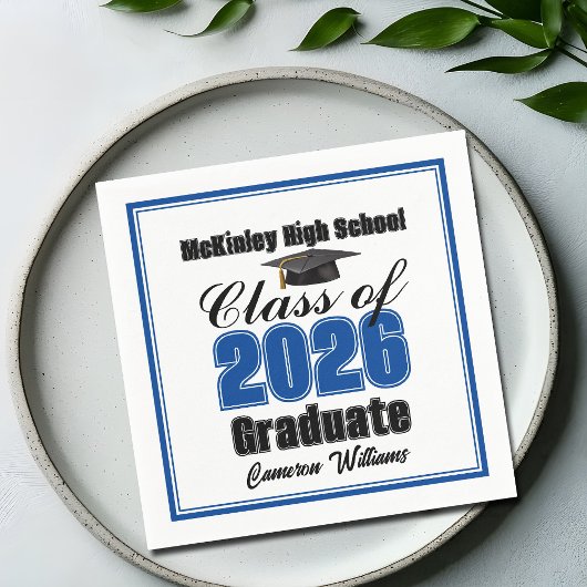Personalized Blue Class of 2026 Graduation Party Serviette