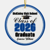 Personalized Blue Class of 2026 Graduation Photo Keramik Ornament (Vorne)