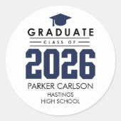 Personalized Blue Class of 2026 Graduation Sticker (Vorderseite)