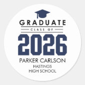 Personalized Blue Class of 2026 Graduation Sticker (Vorderseite)