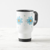 Personalized Blue Daisy Floral Name Custom Design Reisebecher (VorderseiteRechts)