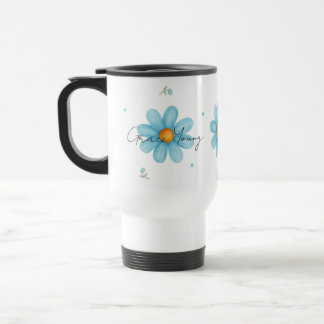 Personalized Blue Daisy Floral Name Custom Design Reisebecher