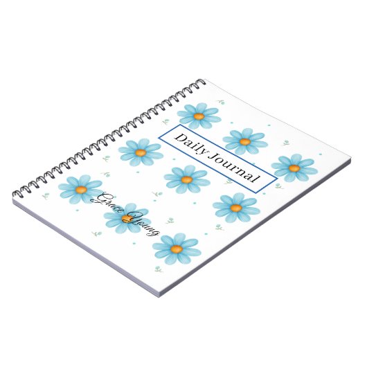 Personalized Blue Daisy Notebook Custom Name Notizblock (Linke Seite)