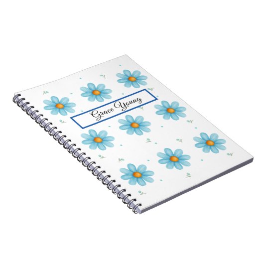 Personalized Blue Daisy Notebook Custom Name Notizblock (Rechte Seite)