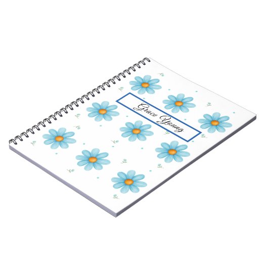 Personalized Blue Daisy Notebook Custom Name Notizblock (Linke Seite)
