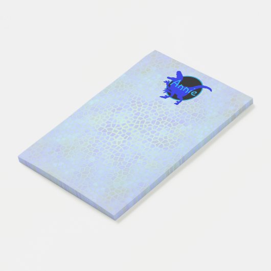 Personalized Blue Dinosaur  Post-it Klebezettel (angewinkelt)