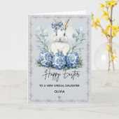 Personalized Blue Easter Bunny Daughter Card  Karte (Gelbe Blume)