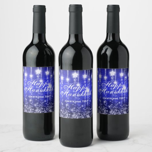 Personalized Blue Falling Stars Holiday Weinetikett (Flaschen)