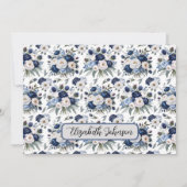 Personalized Blue Floral Botanical Note Card Mitteilungskarte (Vorderseite)
