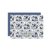 Personalized Blue Floral Botanical Note Card Mitteilungskarte (Vorderseite/Rückseite Beispiel)