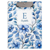 Personalized Blue Floral Clipboard Klemmbrett (Vorderseite)