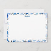 Personalized Blue Floral Flat Note Card Mitteilungskarte (Vorderseite)