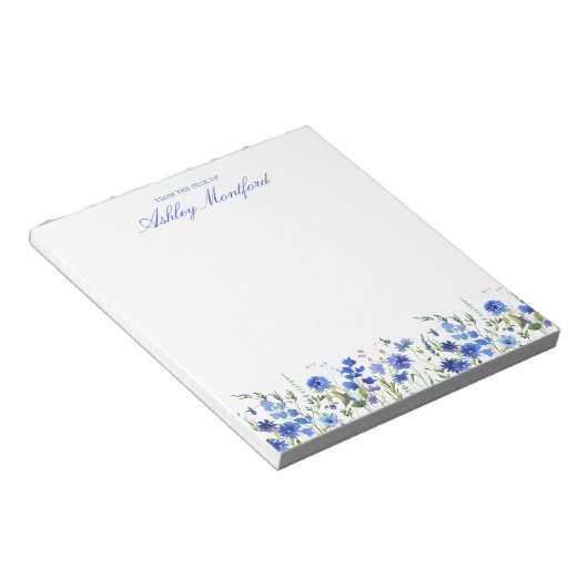 Personalized Blue Floral Notepad Notizblock (angewinkelt)