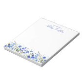 Personalized Blue Floral Notepad Notizblock (Rotiert)