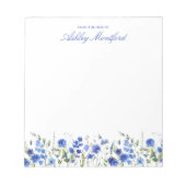 Personalized Blue Floral Notepad Notizblock (Vorderseite)