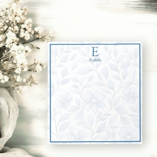 Personalized Blue Floral Notepad Notizblock