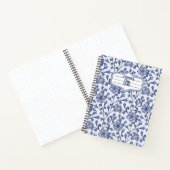 Personalized Blue Floral Spiral Notebook 8.5x11 Notizblock (Innenseite)